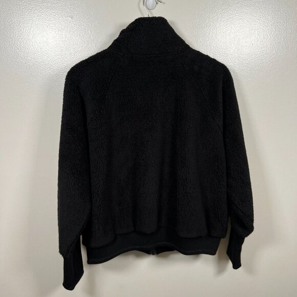 Athleta Tugga Sherpa Fleece Jacket Size 1X Black Bomber Athletic Travel Active - Picture 3 of 12
